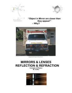 MIRRORS &amp; LENSES REFLECTION &amp; REFRACTION “Object in Mirror are closer than ”