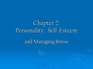 Chapter 2: Personality,  Self-Esteem and Managing Stress Name ________________