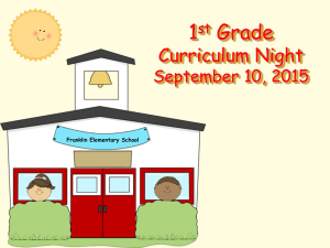 1 Grade Curriculum Night September 10, 2015