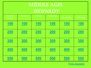 Middle ages Jeopardy 100 200