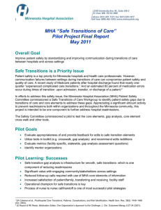 “Safe Transitions of Care” MHA Pilot Project Final Report May 2011