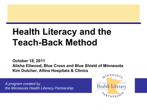 Health Literacy and the Teach-Back Method