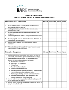 RARE ASSESSMENT Mental Illness and/or Substance Use Disorders  Patient and Family Engagement