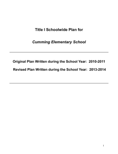 Title I Schoolwide Plan for Cumming Elementary School