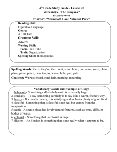 4 Grade Study Guide - Lesson 28 The Bunyans” “Mammoth Cave National Park”