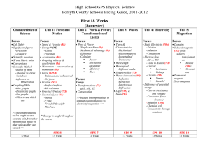 High School GPS Physical Science Forsyth County Schools Pacing Guide, 2011-2012 (Semester)