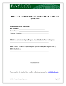 STRATEGIC REVIEW and ASSESSMENT PLAN TEMPLATE Spring 2005