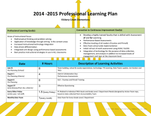 2014 -2015 Professional Learning Plan Vickery Creek Elementary