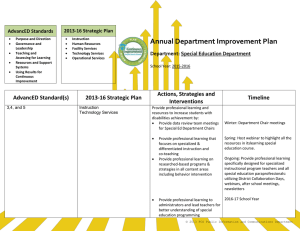 Annual Department Improvement Plan 2013-16 Strategic Plan AdvancED Standards