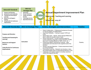 Annual Department Improvement Plan 2013-16 AdvancED Standards