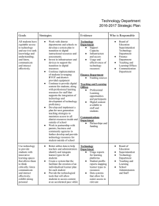 Technology Department 2016-2017 Strategic Plan Goals Strategies