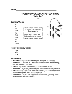 Name  SPELLING / VOCABULARY STUDY GUIDE “Let’s Tap”