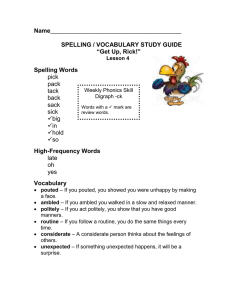 Name SPELLING / VOCABULARY STUDY GUIDE “Get Up, Rick!”
