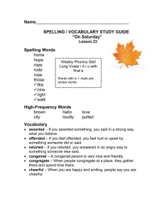 Name SPELLING / VOCABULARY STUDY GUIDE “On Saturday”