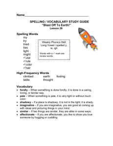 Name SPELLING / VOCABULARY STUDY GUIDE “Blast Off To Earth!” Spelling Words