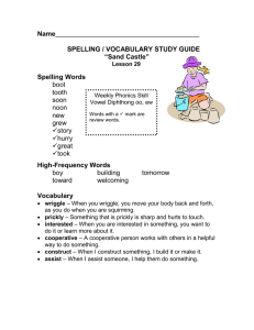 Name SPELLING / VOCABULARY STUDY GUIDE “Sand Castle”