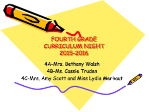 FOURTH GRADE CURRICULUM NIGHT 2015-2016 4A-Mrs. Bethany Walsh