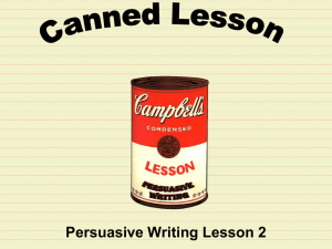 Persuasive Writing Lesson 2