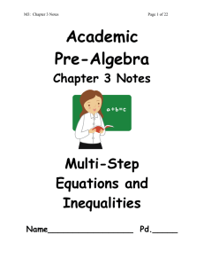 Academic Pre-Algebra  Multi-Step