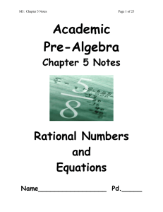 Academic Pre-Algebra  Rational Numbers