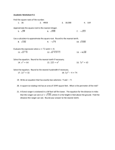 Academic Worksheet 9.1 Find the square roots of the number.