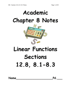Academic Chapter 8 Notes  Linear Functions