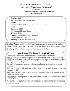 4 Grade ELA Study Guide --- Lesson 11 Mimicry and Camouflage”