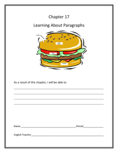Chapter 17 Learning About Paragraphs