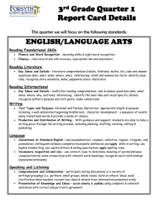 3 Grade Quarter 1 Report Card Details ENGLISH/LANGUAGE ARTS
