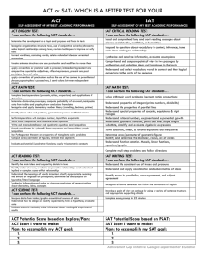 ACT or SAT: WHICH IS A BETTER TEST FOR YOU? ACT SAT