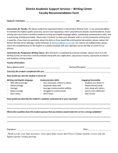 District Academic Support Services – Writing Center Faculty Recommendation Form