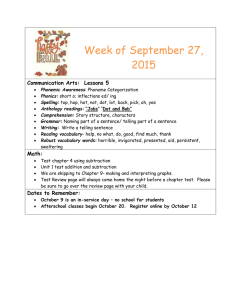 Week of September 27, 2015 Communication Arts:  Lessons 5