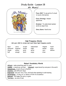 Study Guide - Lesson 18 Ah, Music! High Frequency Words