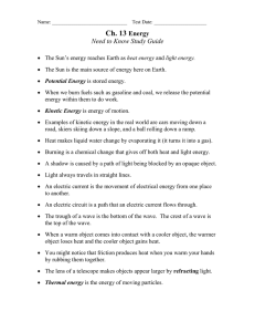 Ch. 13 Energy Need to Know Study Guide