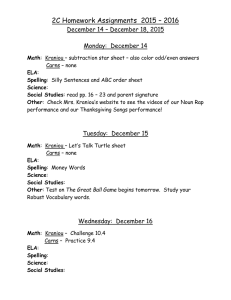 2C Homework Assignments  2015 – 2016 Monday:  December 14