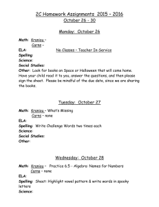 2C Homework Assignments  2015 – 2016 October 26 - 30
