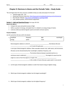 Chapter 9: Electrons in Atoms and the Periodic Table –...