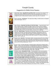 Forsyth County Suggestions for Middle School Readers