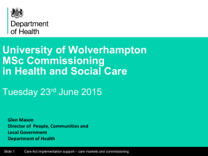 University of Wolverhampton MSc Commissioning in Health and Social Care Tuesday 23