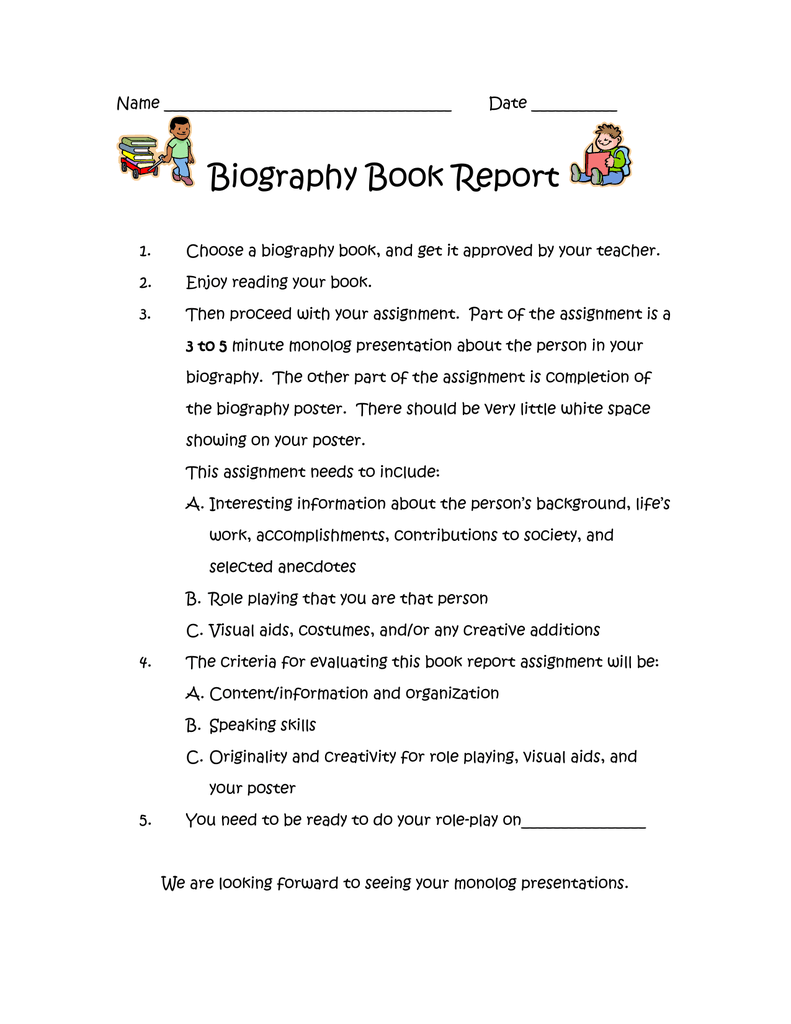 book report for biography