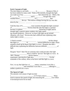 Early Concepts of Light