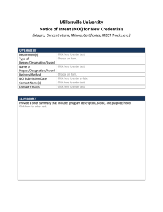 Millersville University Notice of Intent (NOI) for New Credentials