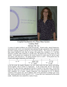 Coupled Oscillations of a Three Mass System Lindsay Moll Advisor: Dr. Uy