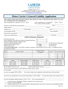 Motor Carrier’s General Liability Application Limits of Insurance Requested