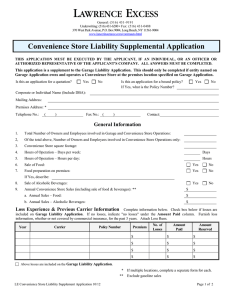Convenience Store Liability Supplemental Application