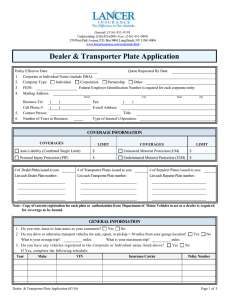 Dealer &amp; Transporter Plate Application