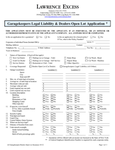 * Garagekeepers Legal Liability &amp; Dealers Open Lot Application