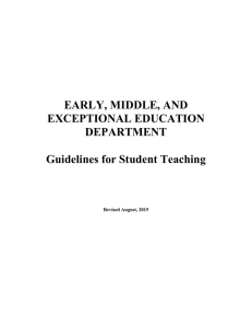 EARLY, MIDDLE, AND EXCEPTIONAL EDUCATION DEPARTMENT