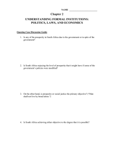 Chapter 2 UNDERSTANDING FORMAL INSTITUTIONS: POLITICS, LAWS, AND ECONOMICS