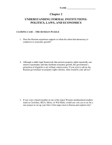 Chapter 2 UNDERSTANDING FORMAL INSTITUTIONS: POLITICS, LAWS, AND ECONOMICS